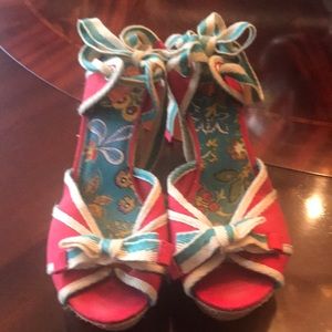 Rocket Dog Red Canvas Platform Sandals